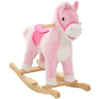 vidaXL Schommeldier paard, pluche, 65x32x58 cm, roze
