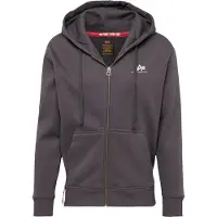 Alpha industries Sweatshirt 'Basic Zip' donkergrijs / wit