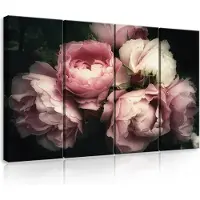 Canvas Schilderij - Bloemen - Boeket - Rozen - Wit - Planten - Inclusief Frame - 120x80cm (lxb) - 4 Luiks