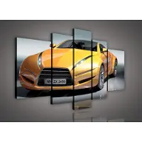 Canvas Schilderij - Auto - Sportauto - Geel - Lamborghini - Inclusief Frame - 170x100cm (lxb) - 5 Luiks