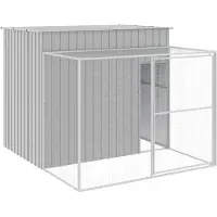 vidaXL Hondenhok met ren 214x253x181 cm staal lichtgrijs
