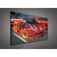 Canvas Schilderij - Auto - Sportauto - Rood - Lamborghini - Supercar - Inclusief Frame - 100x75cm (lxb)