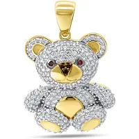 New Bling 9NBSAM-G230346 Gouden Hangertje Beertje - Zirkonia - 19x16,9mm - 14 Karaat - Goud