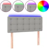 vidaXL Hoofdbord LED 90x5x78/88 cm stof lichtgrijs