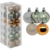 Atmosphera kerstballen 36x -champagne/oker/lichtgroen -4 cm -kunststof