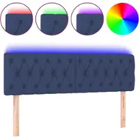 vidaXL Hoofdbord LED 160x7x78/88 cm stof blauw