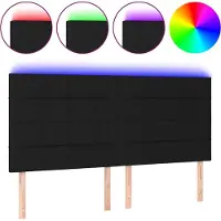 vidaXL Hoofdbord LED 180x5x118/128 cm stof zwart