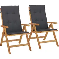 vidaXL Tuinstoelen 2 st verstelbaar met kussens massief teakhout