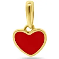 New Bling 9NBSAM-G230300 Gouden Hangertje Hartje - Emaille - 6x6,7mm - 14 Karaat - Rood - Goud