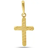 New Bling 9NBSAM-G230306 Gouden Kruis Bewerkt - 12,4x8,1mm - 14 Karaat - Goud