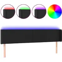 vidaXL Hoofdbord LED 203x16x78/88 cm kunstleer zwart