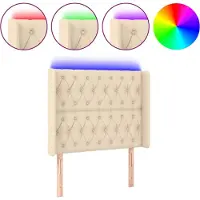 vidaXL Hoofdbord LED 103x16x118/128 cm stof crèmekleurig