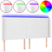 vidaXL Hoofdbord LED 203x16x118/128 cm kunstleer wit