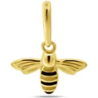 New Bling 9NBSAM-G230305 Gouden Hangertje Bijtje - Wesp - 6x9,7mm - Emaille - Zwart/Geel - 14 Karaat - Goud