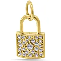 New Bling 9NBSAM-G230315 Gouden Hangertje Slotje - Zirkonia - 11,3x7,3mm - 14 Karaat - Goud