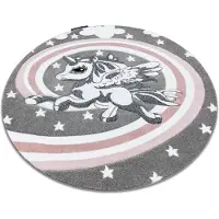 Rugsx Tapijt PETIT PAARDJES ROND grijskleuring cirkel 140 cm