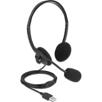 DeLOCK super lichtgewicht stereo on-ear headset - USB-A / zwart - 2,4 meter