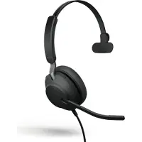 Jabra Evolve2 40 SE, enkelzijdige headset, bedraad USB-A-aansluiting, 3 microfoons, geluidsisolerend ontwerp, compatibel met UC-platform