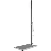 vidaXL Buitendouche met grijze basis 225 cm roestvrij staal