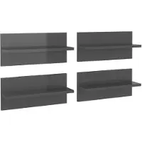 vidaXL Wandschappen 4 st 40x11,5x18 cm hoogglans grijs