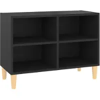 vidaXL Tv-meubel met massief houten poten 69,5x30x50 cm zwart