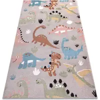 Rugsx Tapijt FUN Dino voor kinderen dinosaurussen beige 80x150 cm