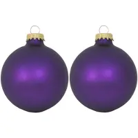 Merkloos 16x Velvet paarse matte kerstballen van glas 7 cm - Kerstbal