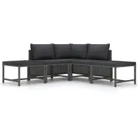 vidaXL 5-delige Loungeset met kussens poly rattan grijs