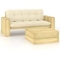 vidaXL 2-delige Loungeset met kussens geïmpregneerd grenenhout