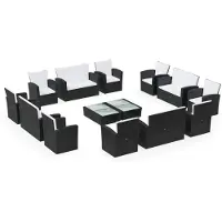 vidaXL 16-delige Loungeset met kussens poly rattan zwart