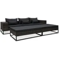 vidaXL 5-delige Loungeset met kussens poly rattan grijs