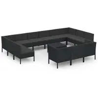 vidaXL 14-delige Loungeset met kussens poly rattan zwart