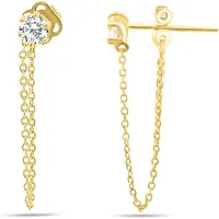New Bling 9NBSAM-G230206 Gouden Oorhangers met Zirkonia - Ankerschakel - Ster 3,4mm - Lus - 22,5mm Lengte - 14 Karaat - Goud