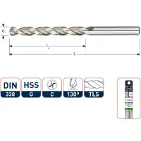 Rotec Houtspiraalboor HSS DIN338 TLS ø 4 43/75 mm