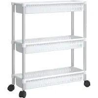 vidaXL Opbergtrolley 3 laags aluminium zilverkleurig en wit