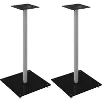 vidaXL Luidsprekerstandaards 2 st 1 pijler gehard glas zwart en zilver
