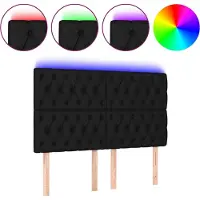 vidaXL Hoofdbord LED 160x7x118/128 cm stof zwart