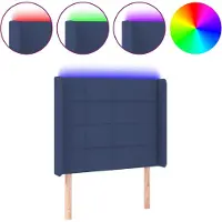 vidaXL Hoofdbord LED 93x16x118/128 cm stof blauw