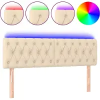 vidaXL Hoofdbord LED 160x7x78/88 cm stof crèmekleurig