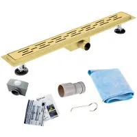 SaniGoods Nura douchegoot met flens 80cm messing geborsteld