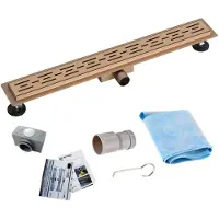 SaniGoods Nura douchegoot met flens 90cm koper geborsteld