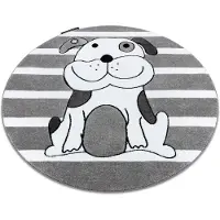 Rugsx Tapijt PETIT PUPPY HOND HONDJE ROND grijskleuring cirkel 120 cm