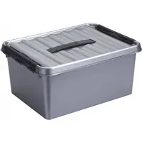 Sunware 2x Kunststof opbergbak zilver/zwart 15 liter 40 cm - Opbergbox