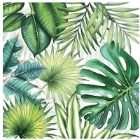 Ambiente tafel servetten tropische planten groen 60x stuks 33 x 33 cm - Feestservetten