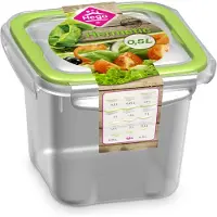 Hega hogar 3x Voedsel plastic bewaarbakje 0,5 liter transparant/groen - Vershoudbakjes