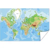 MuchoWow Wereldkaart Realistisch poster | Wereldkaart Poster 90x60 cm