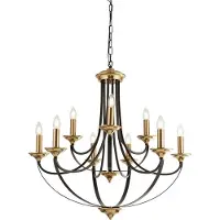 Searchlight Klassieke kroonluchter Belfry 9-lichts 78cm brons met goud