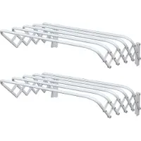 MSV Uitschuifbaar wasgoedrekje/droogrek - 2x - 5m waslijn - Ophangbaar aan muur - wit - 100 cm