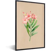 PosterMonkey Fotolijst incl. Poster - Lelie - Roze - Bloemen - Vintage - 40x60 cm - Posterlijst