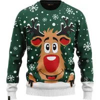 JAP Christmas JAP Foute kersttrui - Rudolf het rendier - Kerstcadeau - Voor kinderen - Kerst - 3/4 jaar - Groen